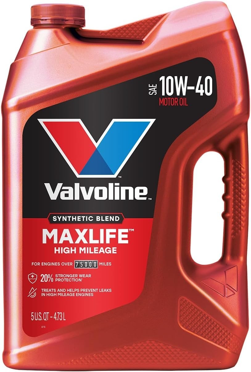 MaxLife Technology 10W-40 Engine Oil, 5 QT Bottle for High Mileage Cars