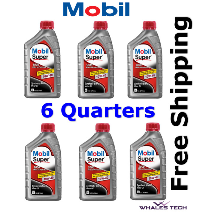 Mobil Super 10W-40 Synthetic Blend Motor Oil 6 Quart FREE SHIPPING