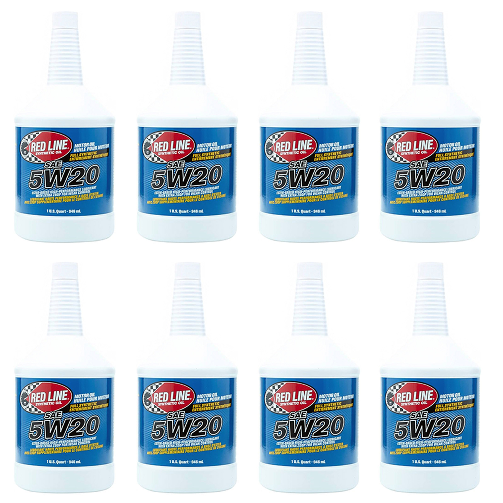 Red Line Oil Full Synthetic 5W20 Engine Motor Oil 1 Quart Bottles Pack of 8