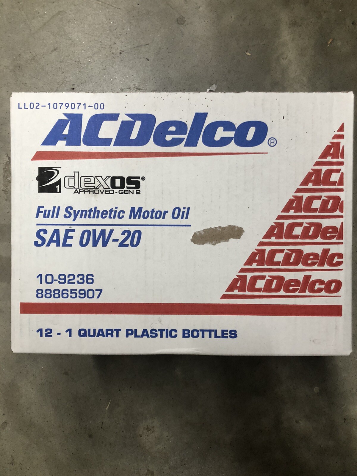 12 Quarts ACDELCO 10-9236 Full Synthetic Motor Oil SAE 0W-20 Dexos1 2 Generation