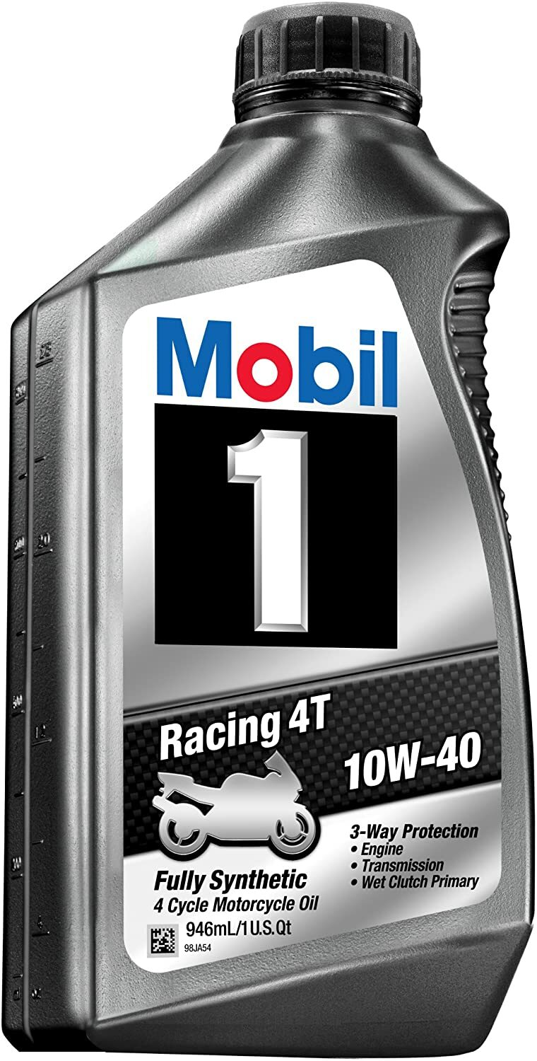 Mobil 1 98JA11 10W-40 Racing 4T Motorcycle Oil for Sport Bikes (6 Quarts)