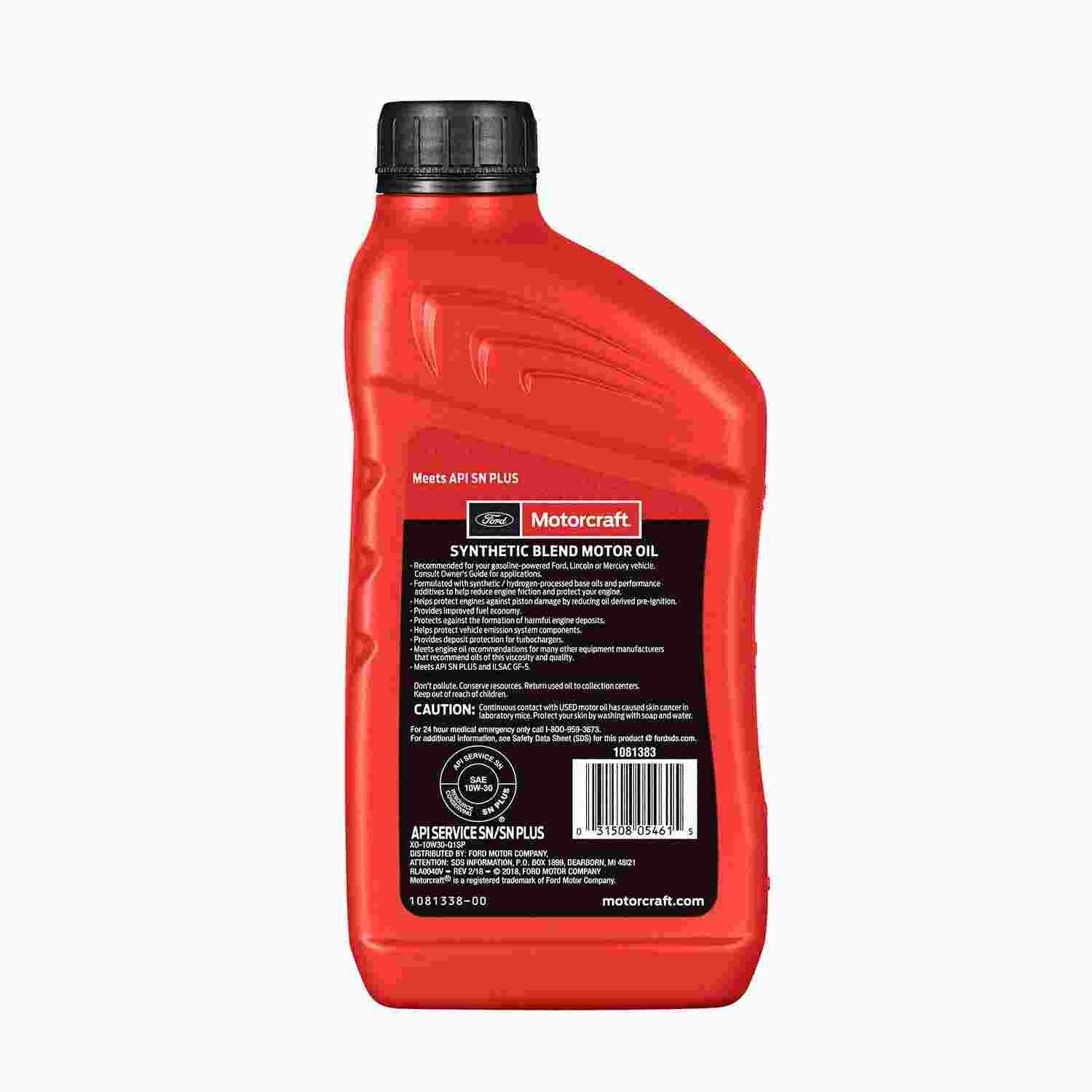 Motorcraft SAE 10W30 Synthetic Blend Motor Oil 12 Quarts Ford OEM Oil Change