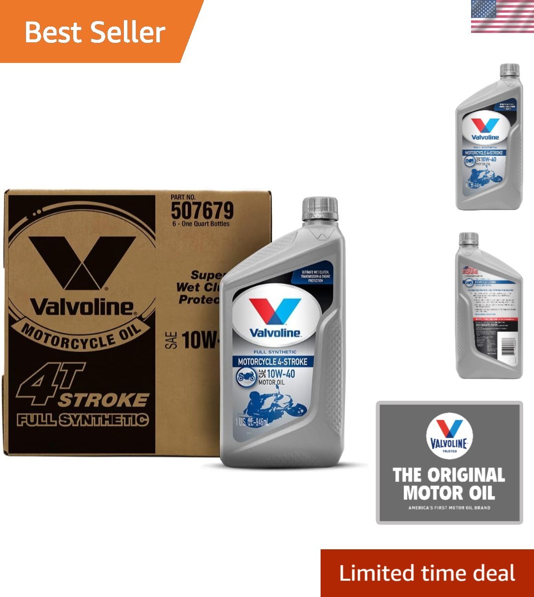 Case of 6: 4-Stroke Full Synthetic Motor Oil – SAE 10W-40 for Peak Performance