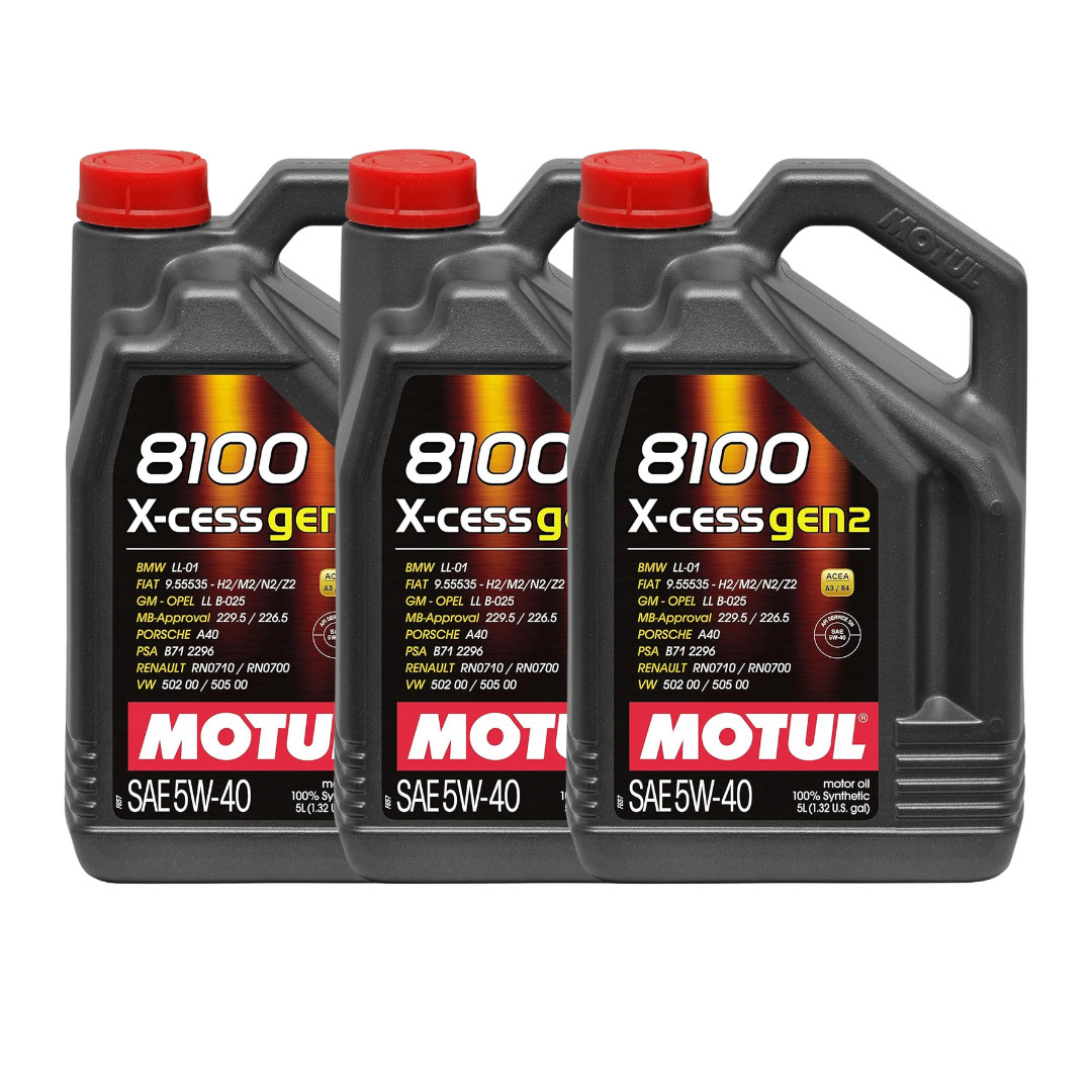 Motul 8100 X-Cess Gen2 5W40 – 100% Synthetic Oil – 5L 109776 3 Pack