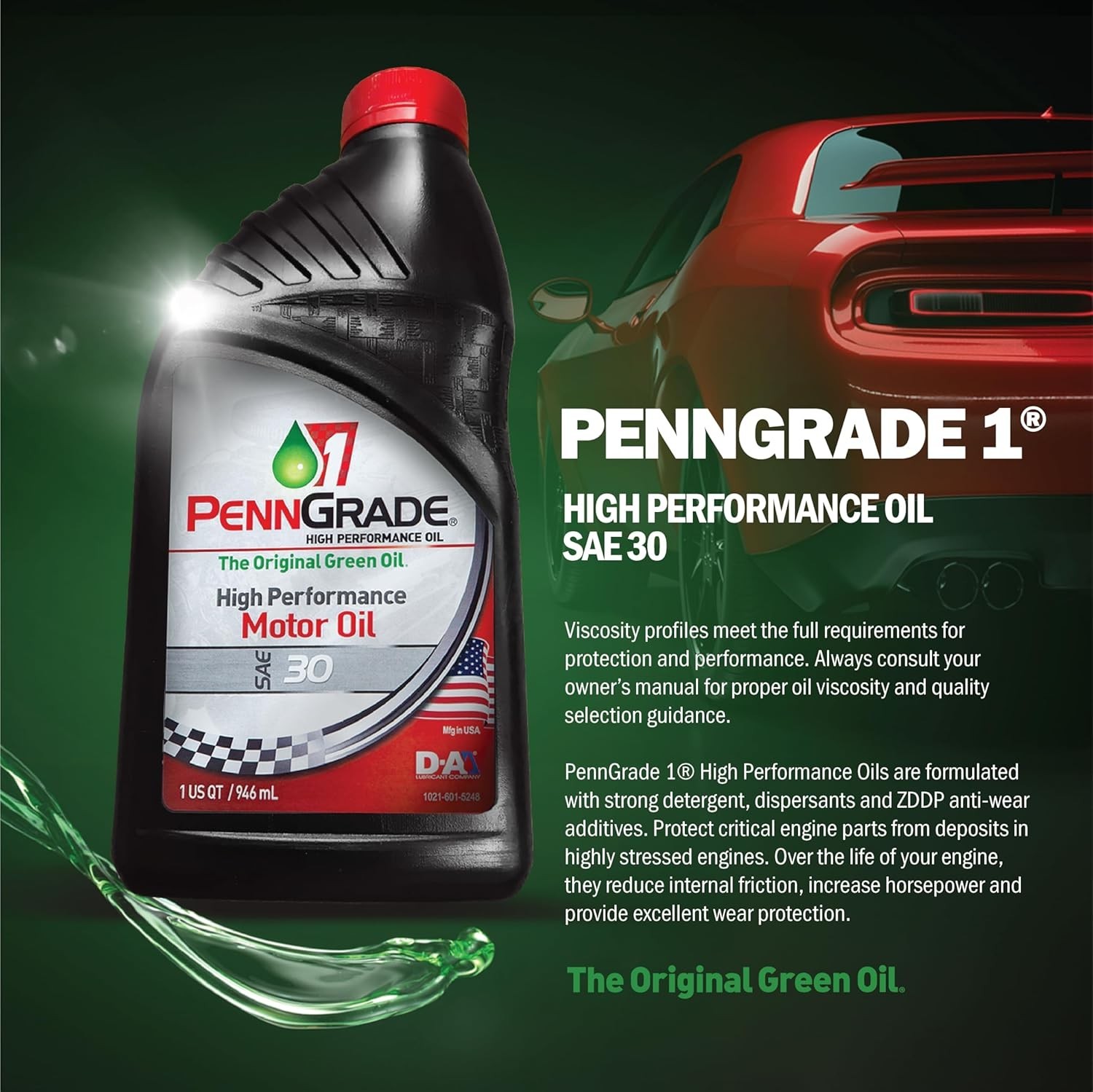 PENN GRADE 71396, Monograde High Performance Oil SAE 30, 1 Quart (2 PACK)