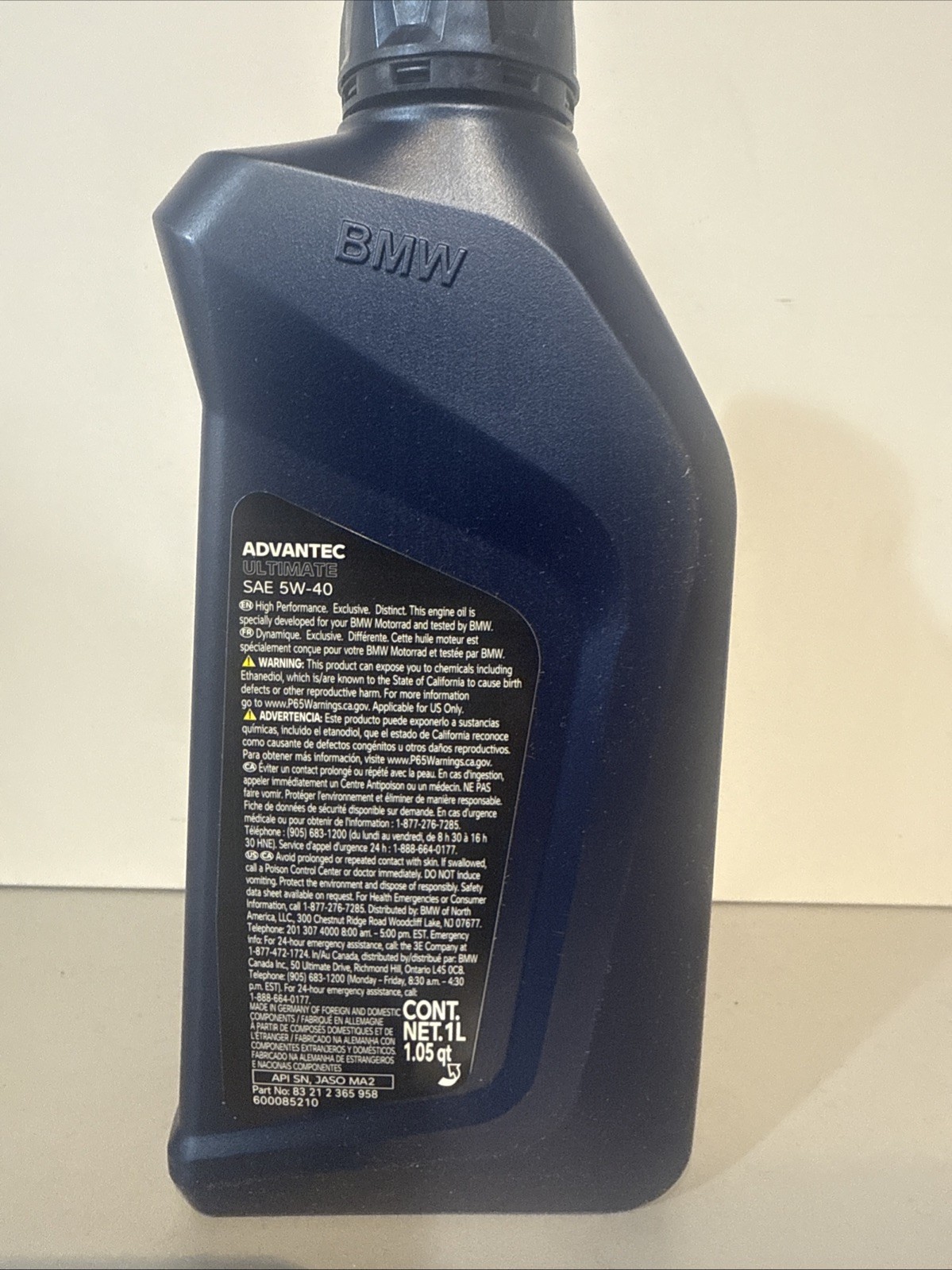BMW Motorcycles 5W40 Advantec Ultimate Synthetic Engine Oil 1L G450X