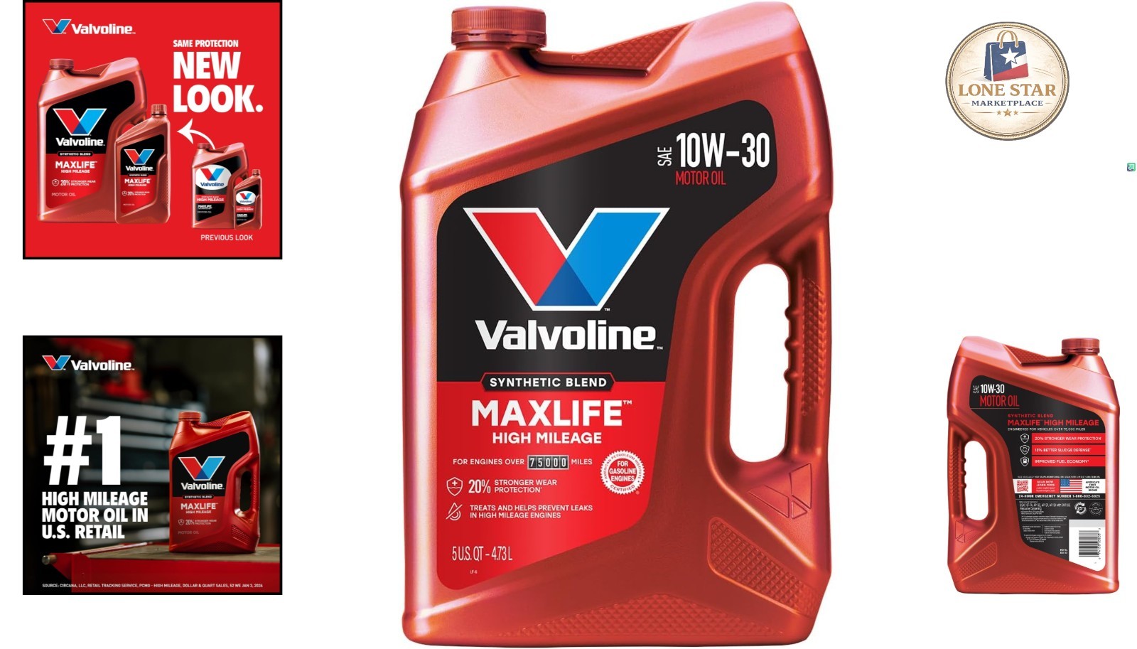 High Mileage 10W-30 Synthetic Blend Motor Oil with MaxLife Technology – 5 Quart