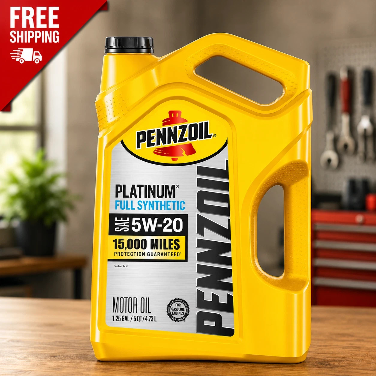 Pennzoil Platinum Full Synthetic 5W-20 Motor Oil, 5-Quart- Free Shipping
