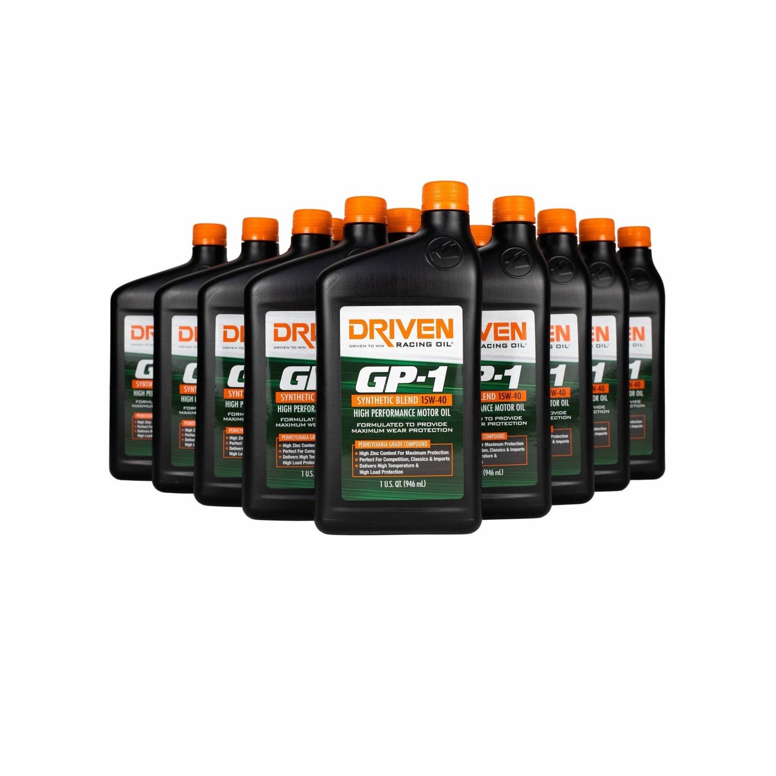 Driven Racing Oil GP-1 15W-40 Synthetic Blend Motor Oil 1 Qt Bottle Pack of 12