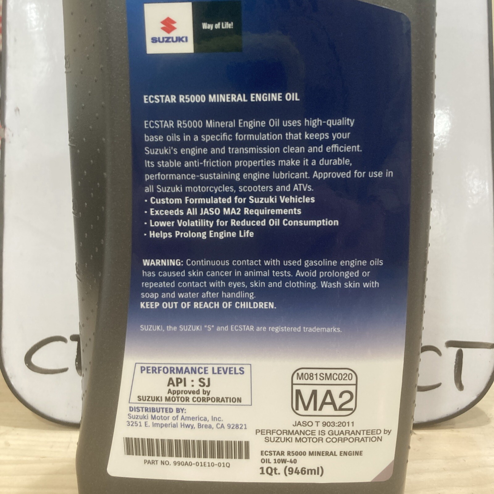 Suzuki Ecstar R5000 10w-40 4T Engine Oil MA2 (1 QT)