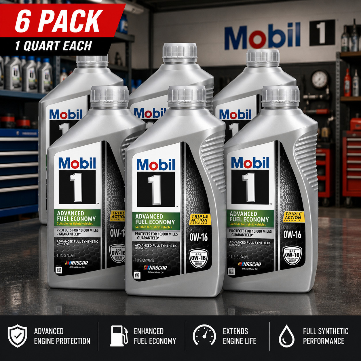 MOBIL 124321 0W-16; Mobil 1 Advanced Fuel Economy; Full Synthetic; SAE 0W-16