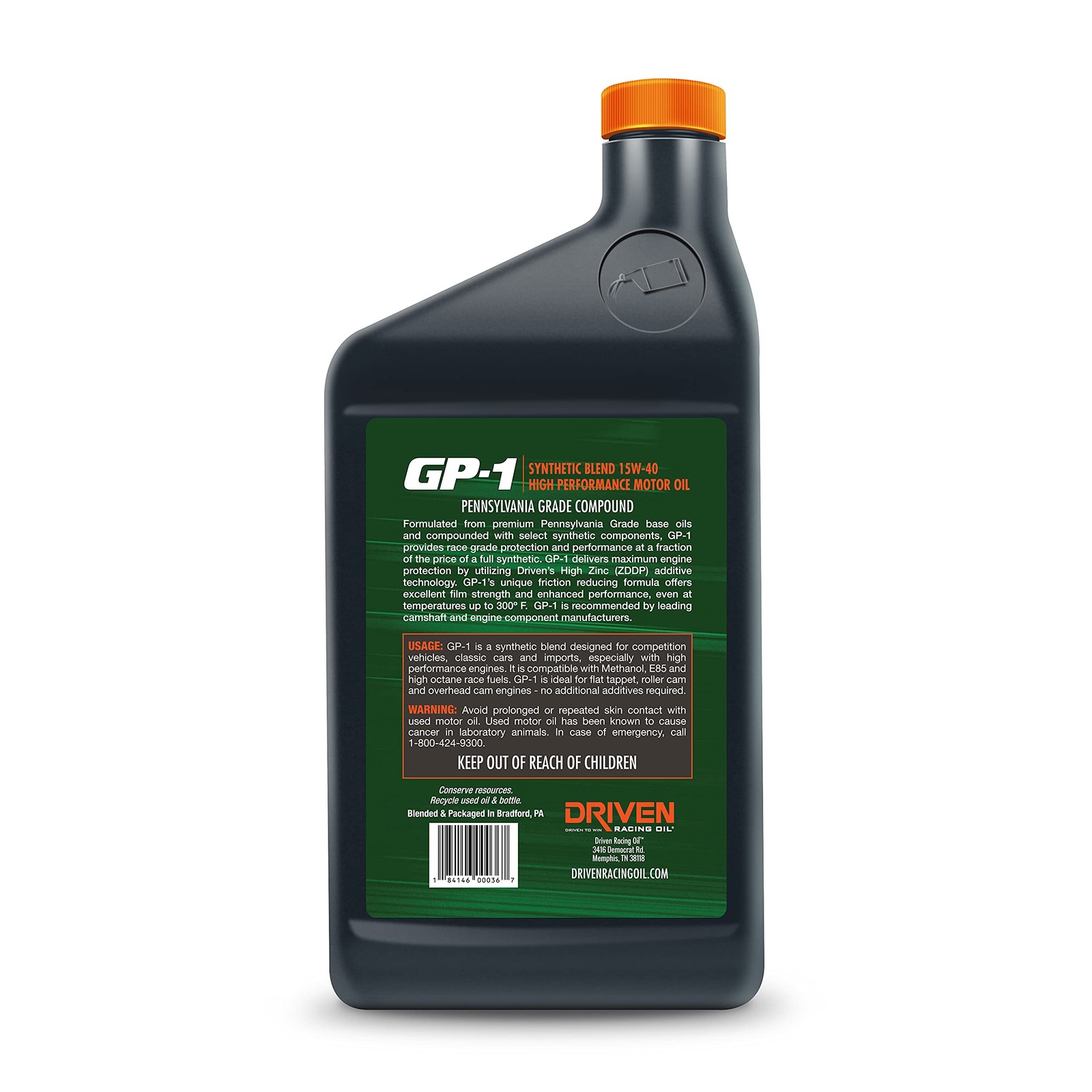 Driven Racing Oil GP-1 Synthetic Blend Motor 15w-40 (12 12 qt”, Plain