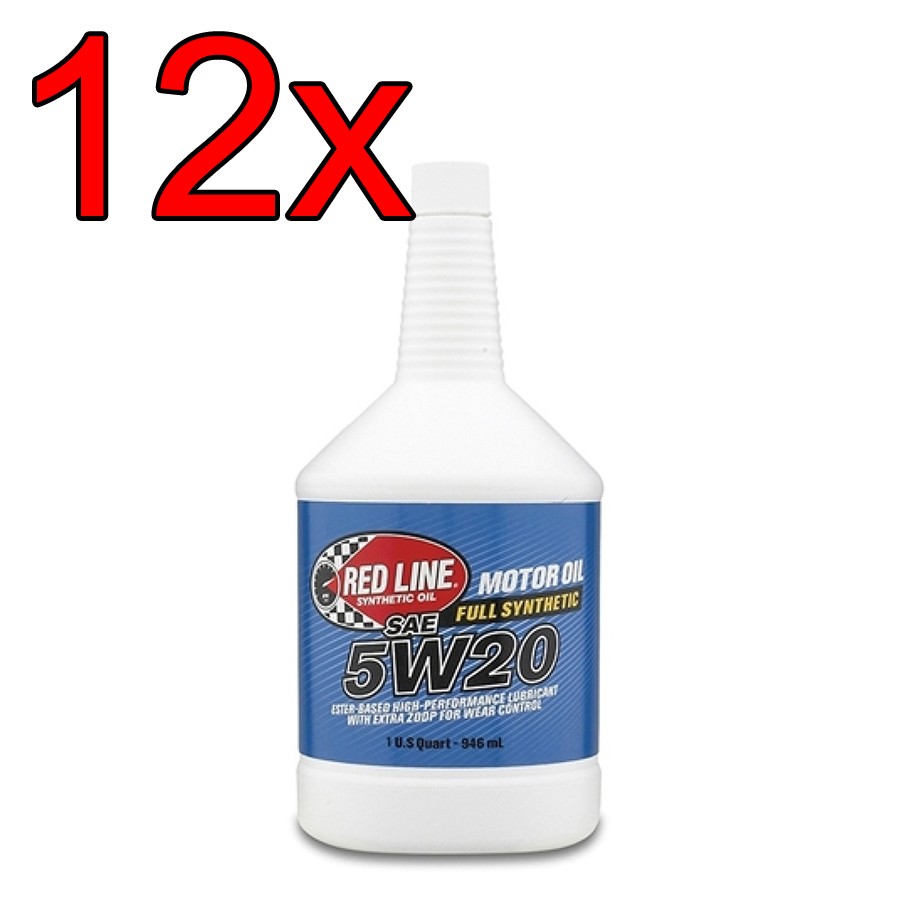 [Case of 12] Red Line Full Synthetic 5W20 Engine Motor Oil 1 Quart