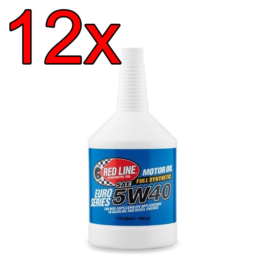 [Case of 12] Red Line Full Synthetic Euro 5W40 Engine Motor Oil 1 Quart