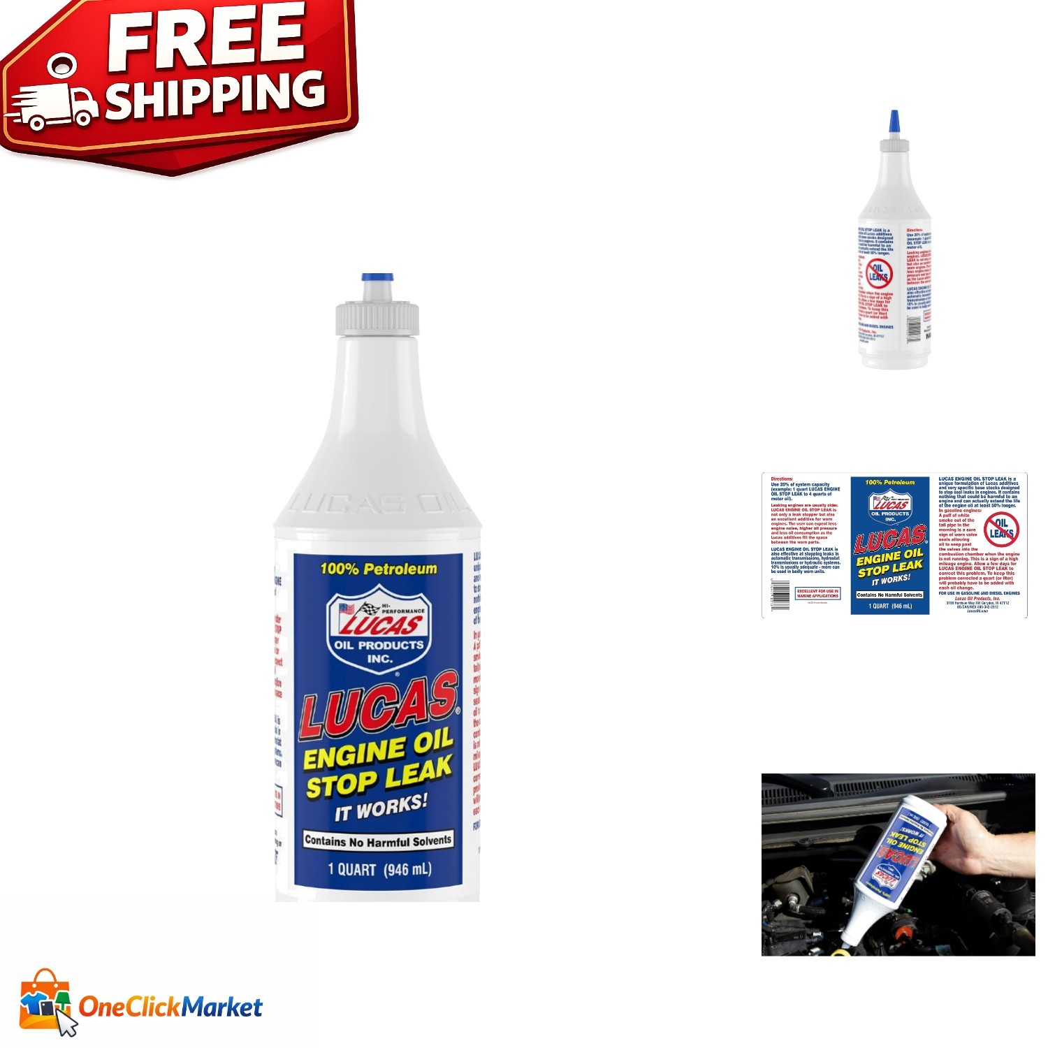 Universal Fit Engine Oil Stop Leak – 1 Quart Bottle for Car Engines