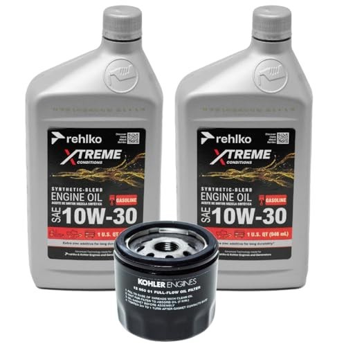 Mower Oil Change Kit 10W30 Synthetic Blend 2 Quarts With Oil Filter Kohler