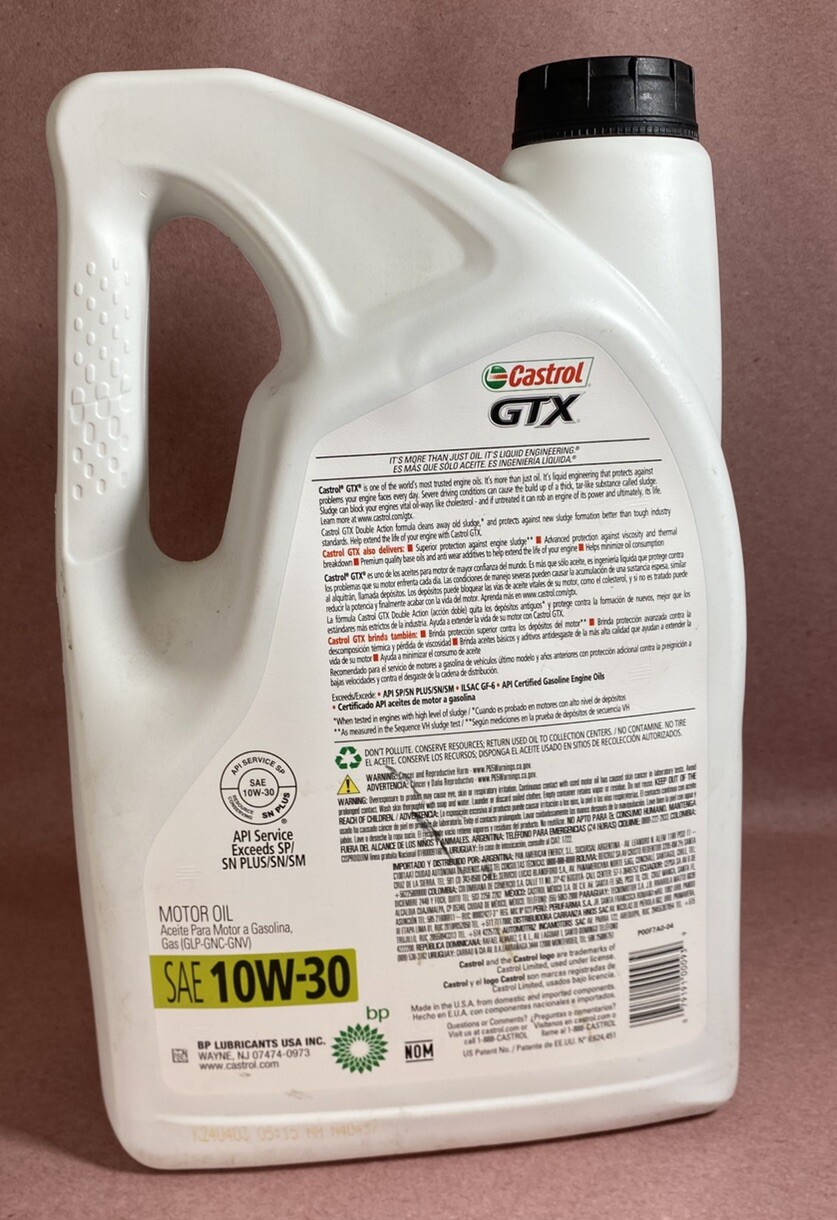 Castrol GTX 10W-30 Conventional Motor Oil, 5 Quarts