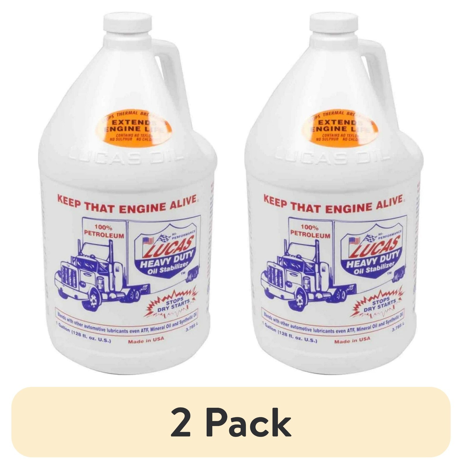 (2 pack) Lucas Oil 10002 Heavy Duty Oil Stabilizer One Gallon Automotive Additiv