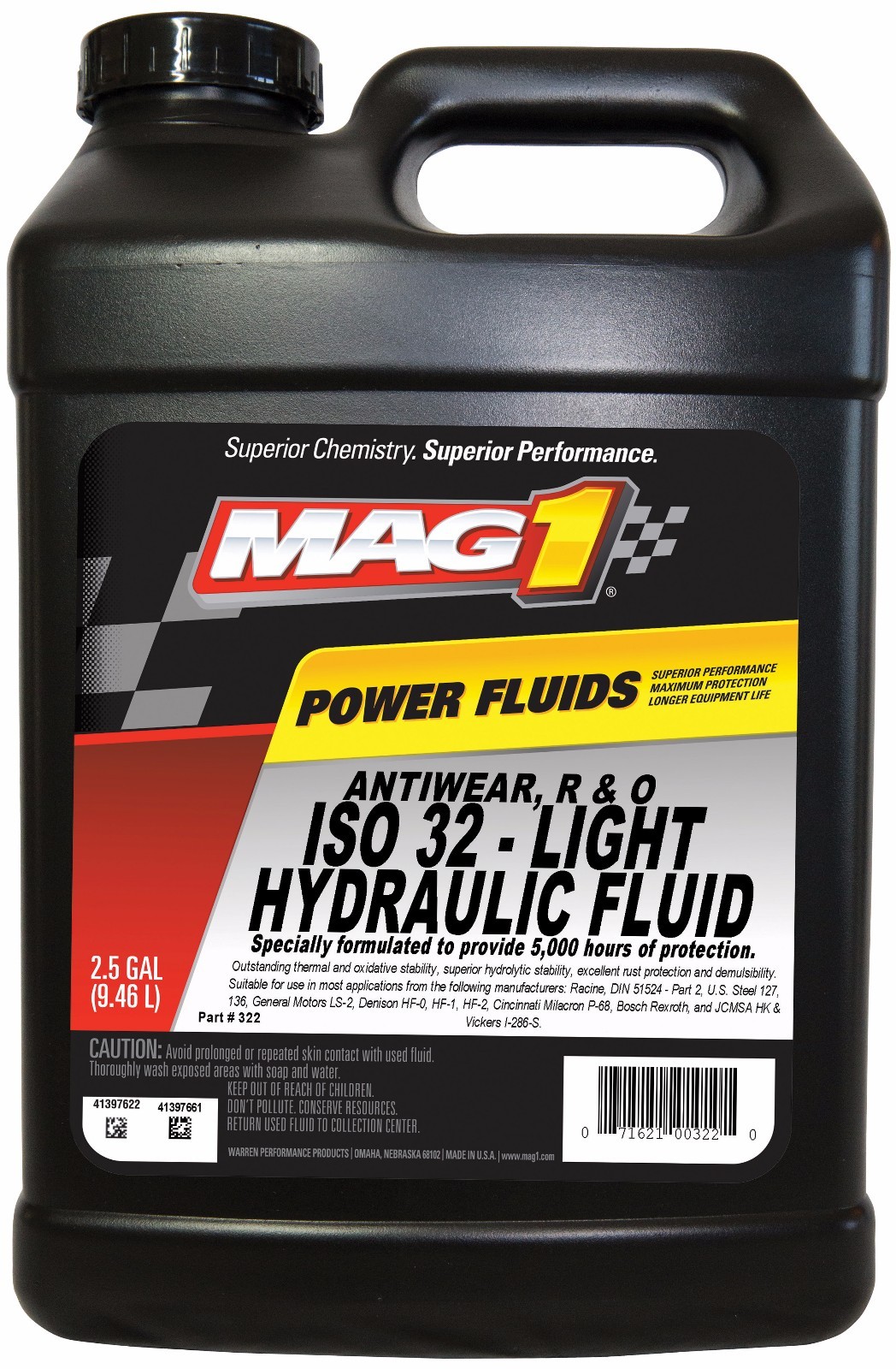 MAG 1 – ISO 32 AW Hydraulic Oil (2.5 Gallon) – Pack of 2 (5 Gallons Total)
