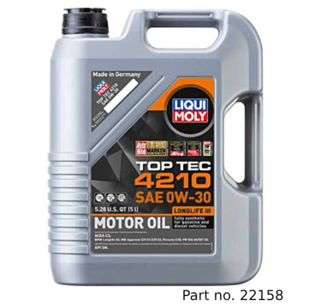 Liqui Moly Motor Oil Synthetic Gasoline and Diesel Top Tec 4210 SAE 0W-30 5Lt/5.