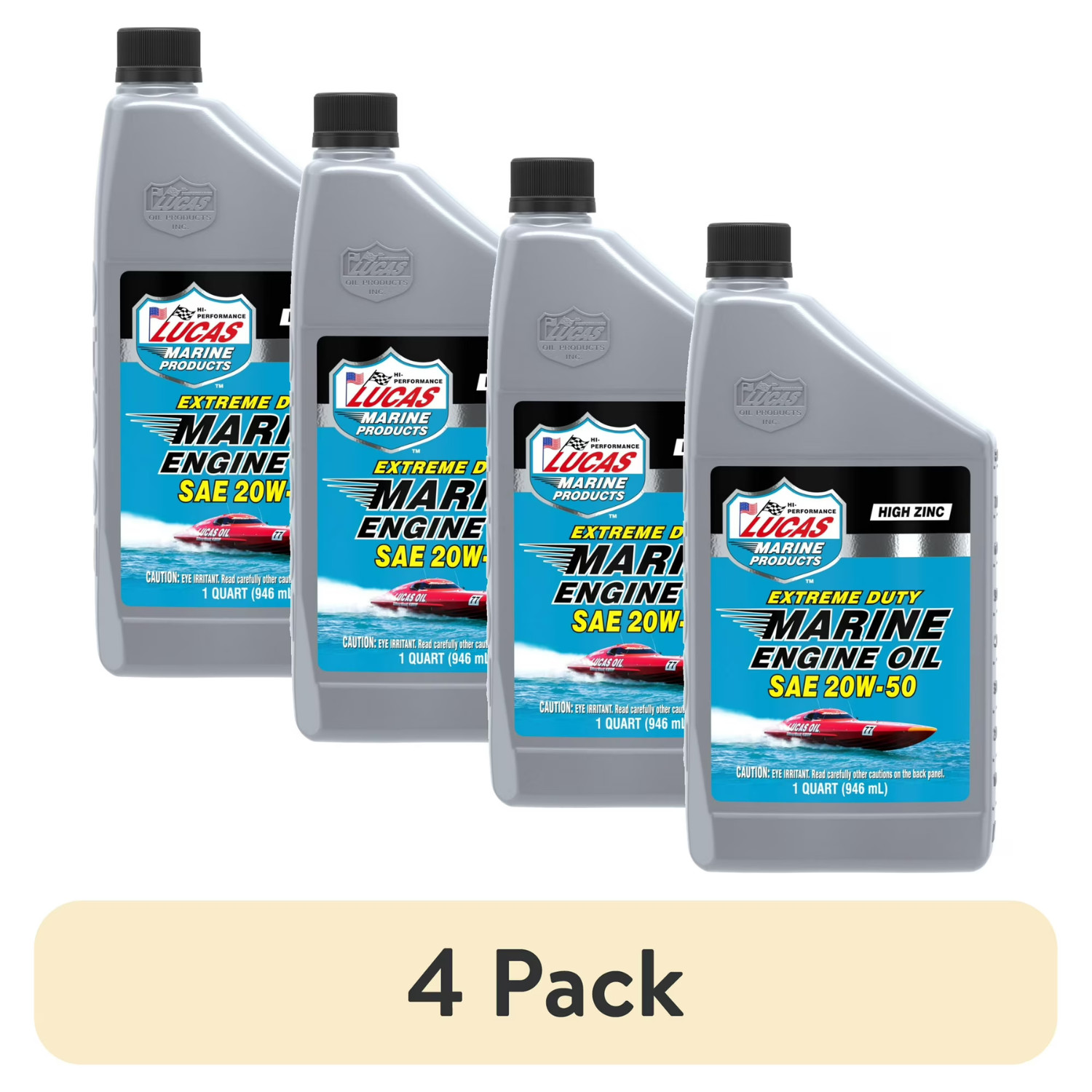 (4 pack) Lucas Marine SAE 20W-50 Extreme Duty Engine Oil 32 Ounce