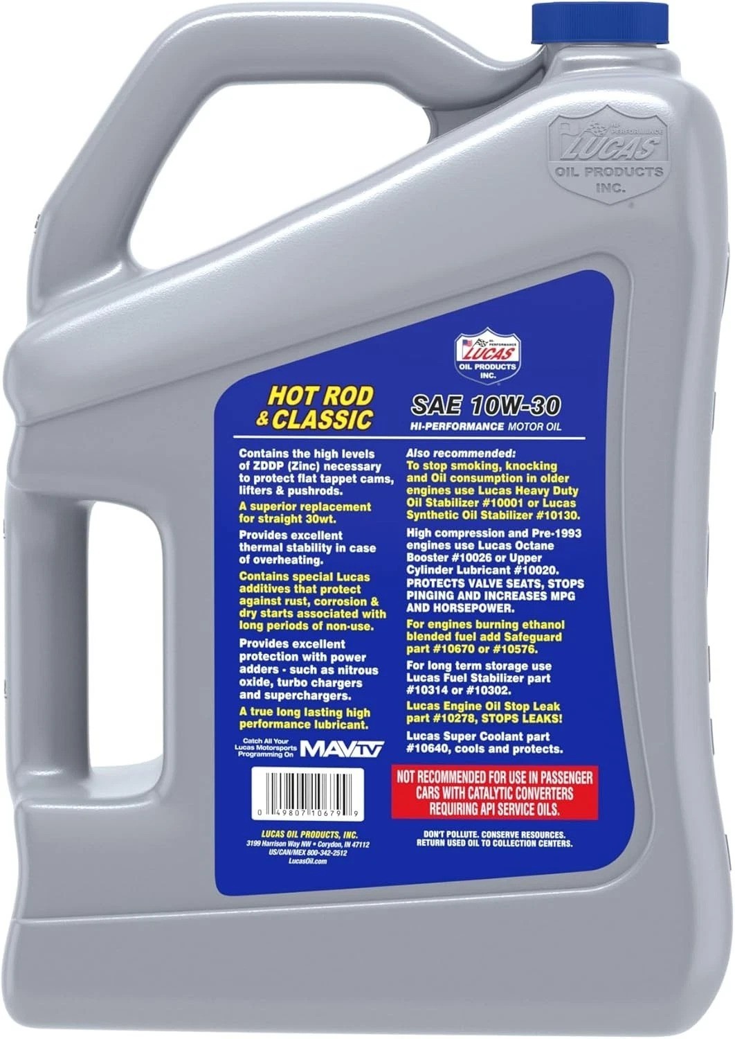 SAE 10W-30 Motor Oil – 5 Quart for Optimal Protection of Classic and Muscle Cars