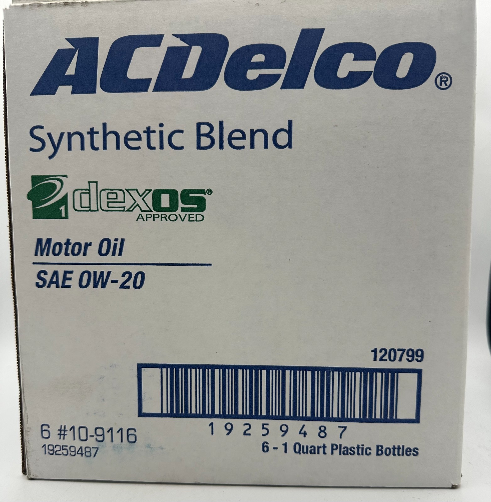 AC Delco Synthetic Blend Motor Oil SAE 0W-20 dexos approved 10-9116 Case Of 6