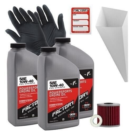 Factory Racing Parts 10W40 3Qt Oil Change Kit For Kawasaki KLF220 KLF250 KSF250