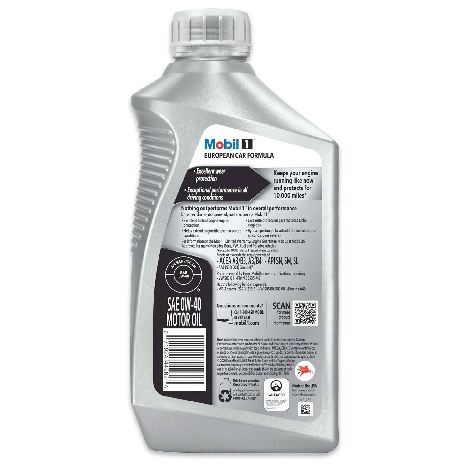 6-Pack Mobil 1 SAE 0W-40 European Full Synthetic Motor Oil 1 QT