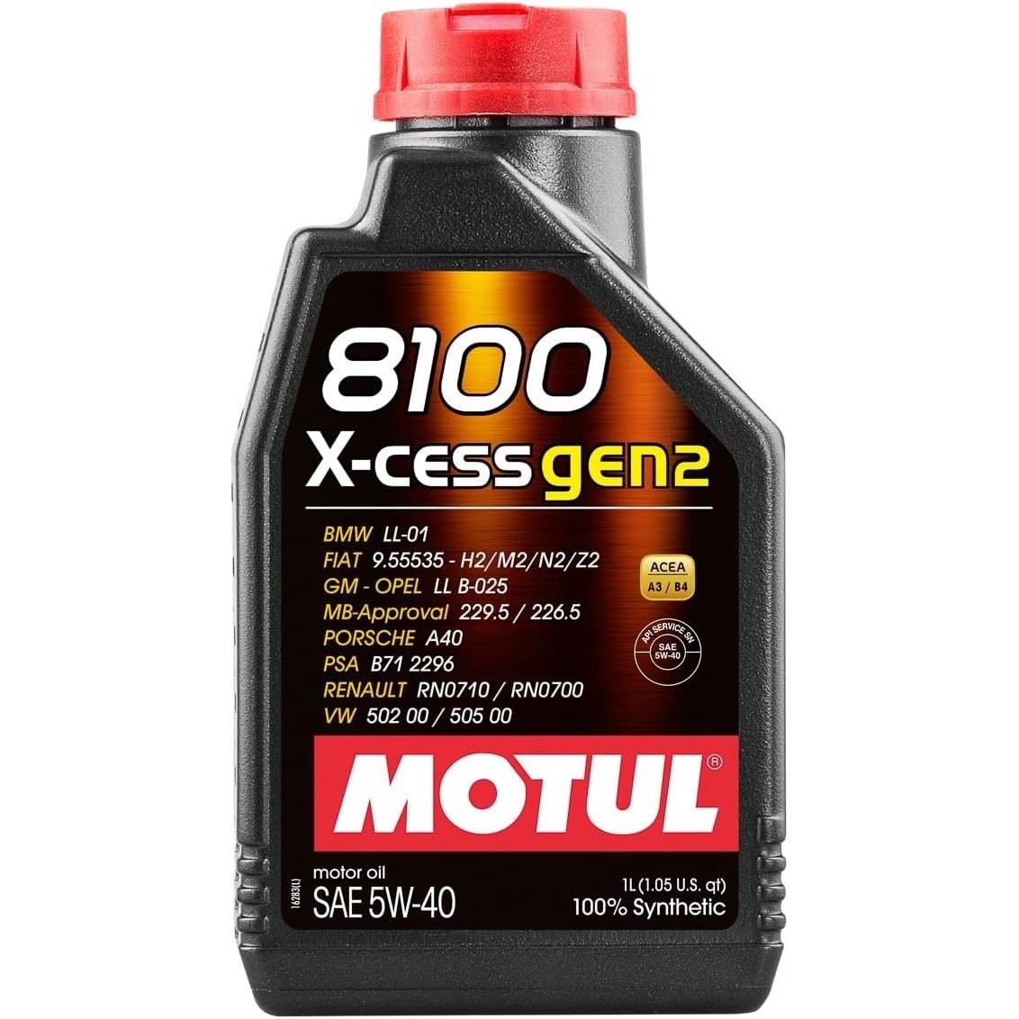 Motul 109774 8100 X-Cess Gen2 5W-40 Motor Oil 1-Liter Bottle