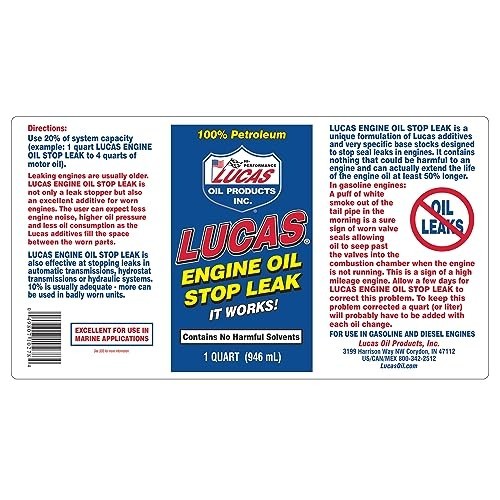 Engine Oil Stop Leak 1 Quart Bottle Universal Fit UTV Compatible