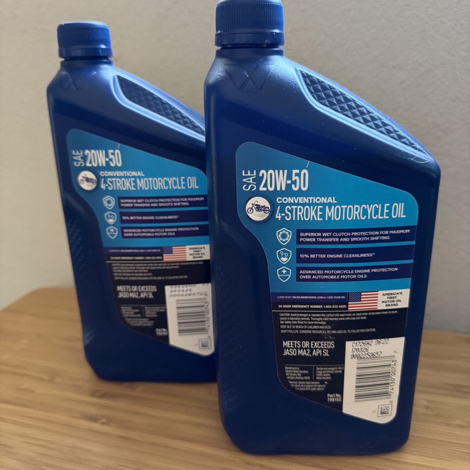 Valvoline 4-Stroke Motorcycle Oil 20W-50 Conventional 2 Pack 1 Quart Bottles