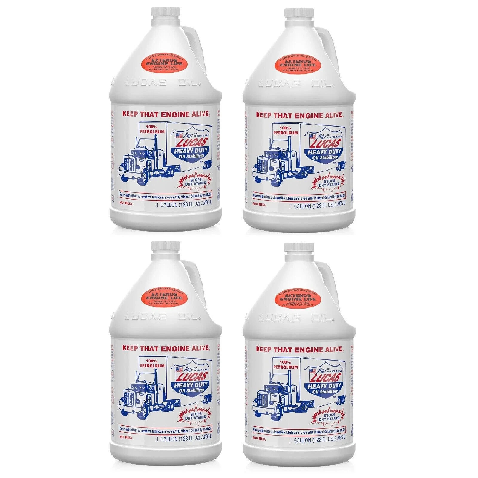 Lucas Oil 10002 Heavy Duty Petroleum Multi-Use Oil Stabilizer 1 Gallon Set of 4