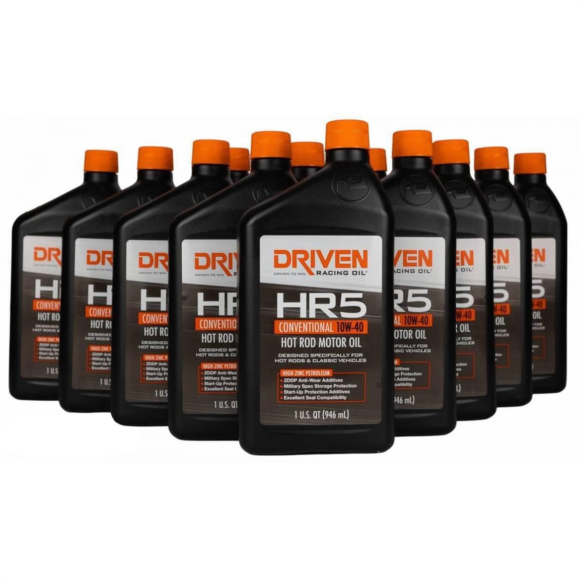 Driven HR5 10W-40 Conventional Hot Rod Oil 1 Quart Pack of 12