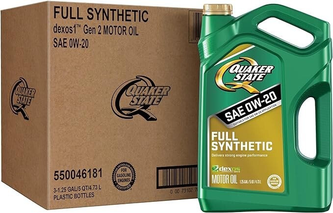 Quaker State Gen 3 Full Synthetic Dexos 0W-20 Motor Oil (5-Quart, Case of 3)