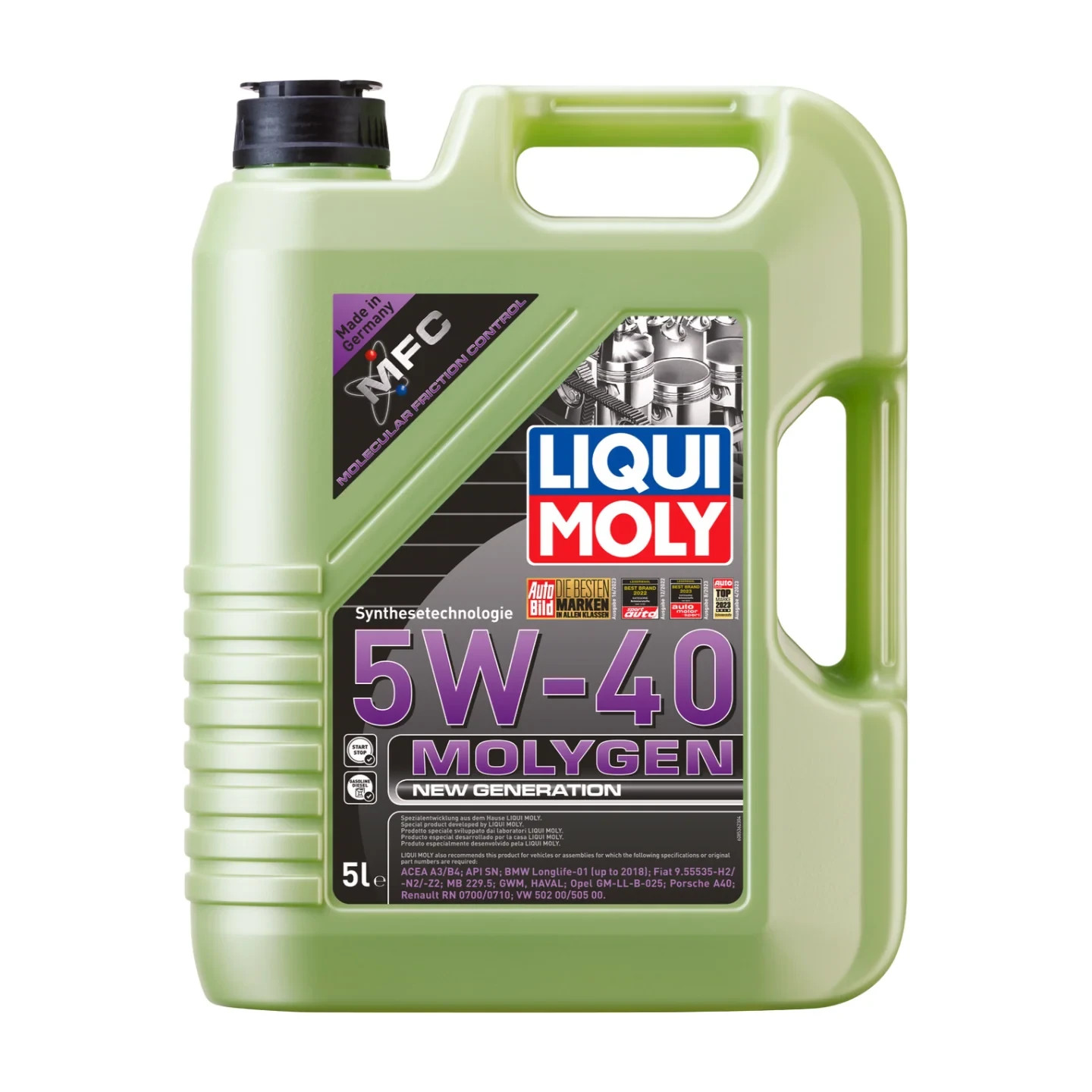 LIQUI MOLY Molygen 5W-40 Full Synthetic Engine Oil, Superior Protection, 5 Liter