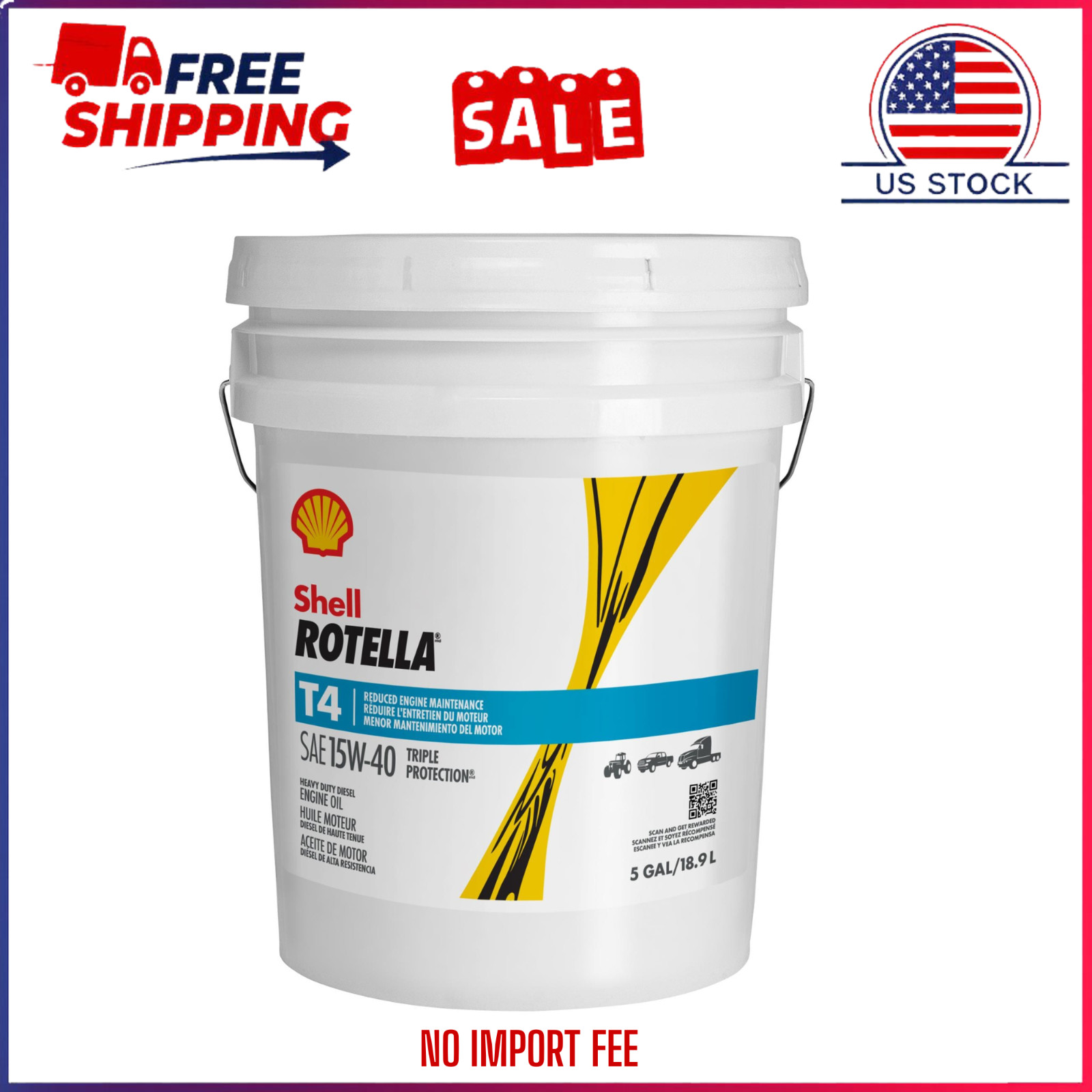 HOT!! Shell ROTELLA T4 Triple Protection Diesel Conventional Engine Oil 15W-40