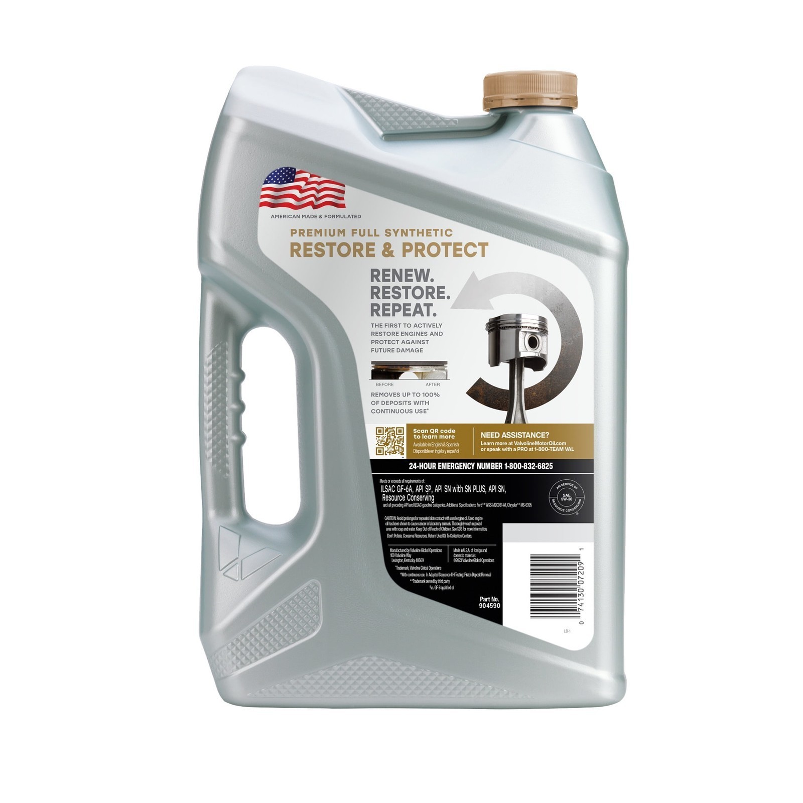 Restore&Protect Full Synthetic 5W-30 Motor Oil 5QT Stronger Anti-wear Protection