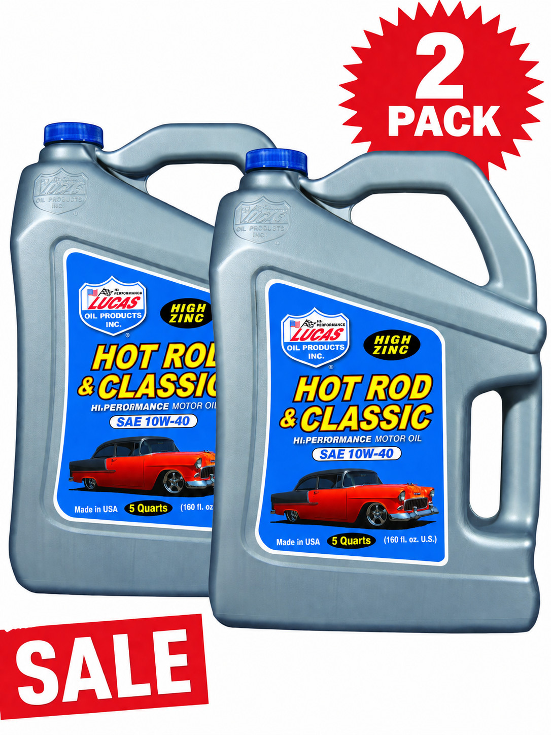 2 PACK-LUCAS OIL 10683 Hot Rod & Classic Car HP Motor Oil SAE 10W-40; 5 Quart