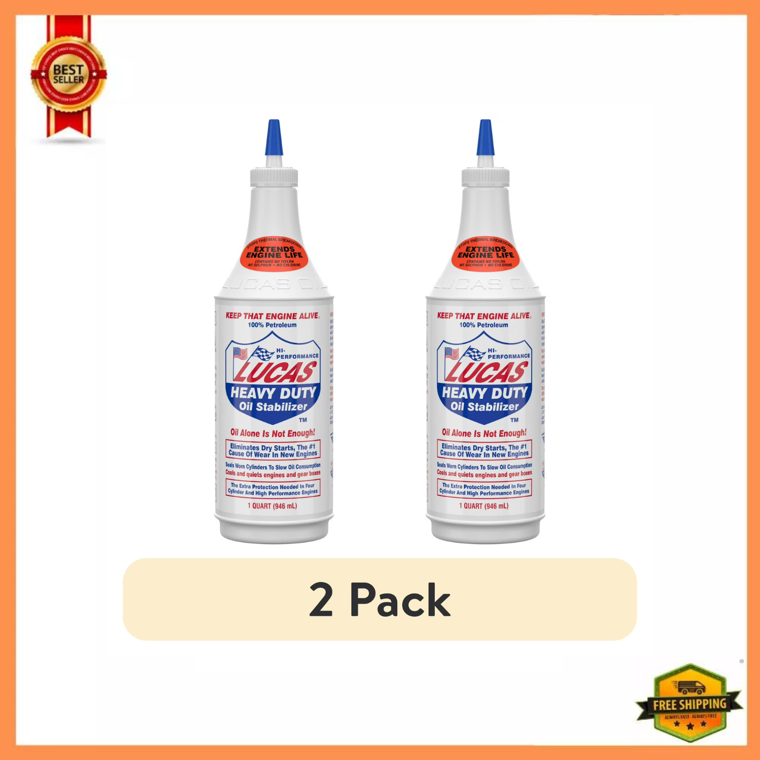 (2 pack) Lucas Oil Heavy Duty Oil Stabilizer for Engines, 32 oz