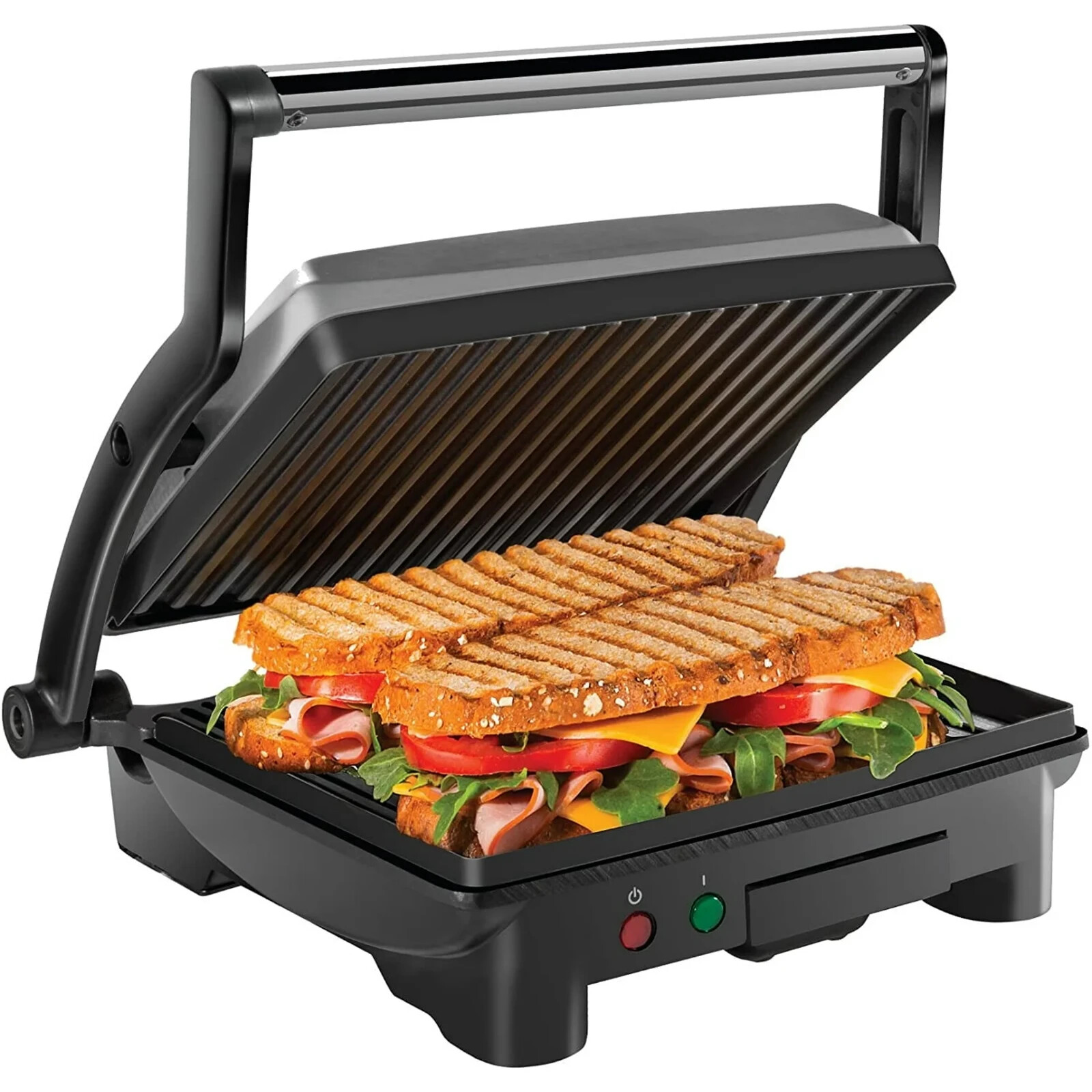 Chefman Panini Press Grill and Gourmet Sandwich Maker, Non-Stick Coated Plates,