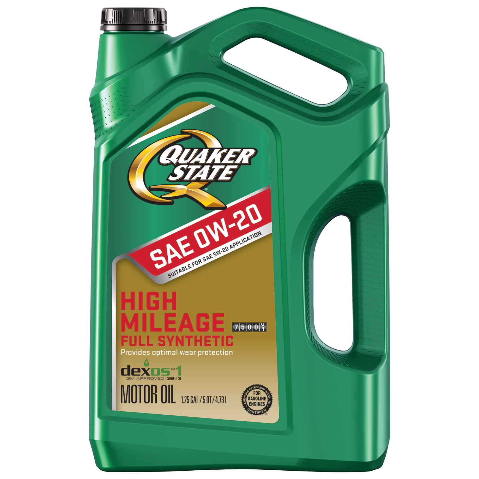 (2 pack) Quaker State Full Synthetic High Mileage 0W-20 Motor Oil, 5 Quart