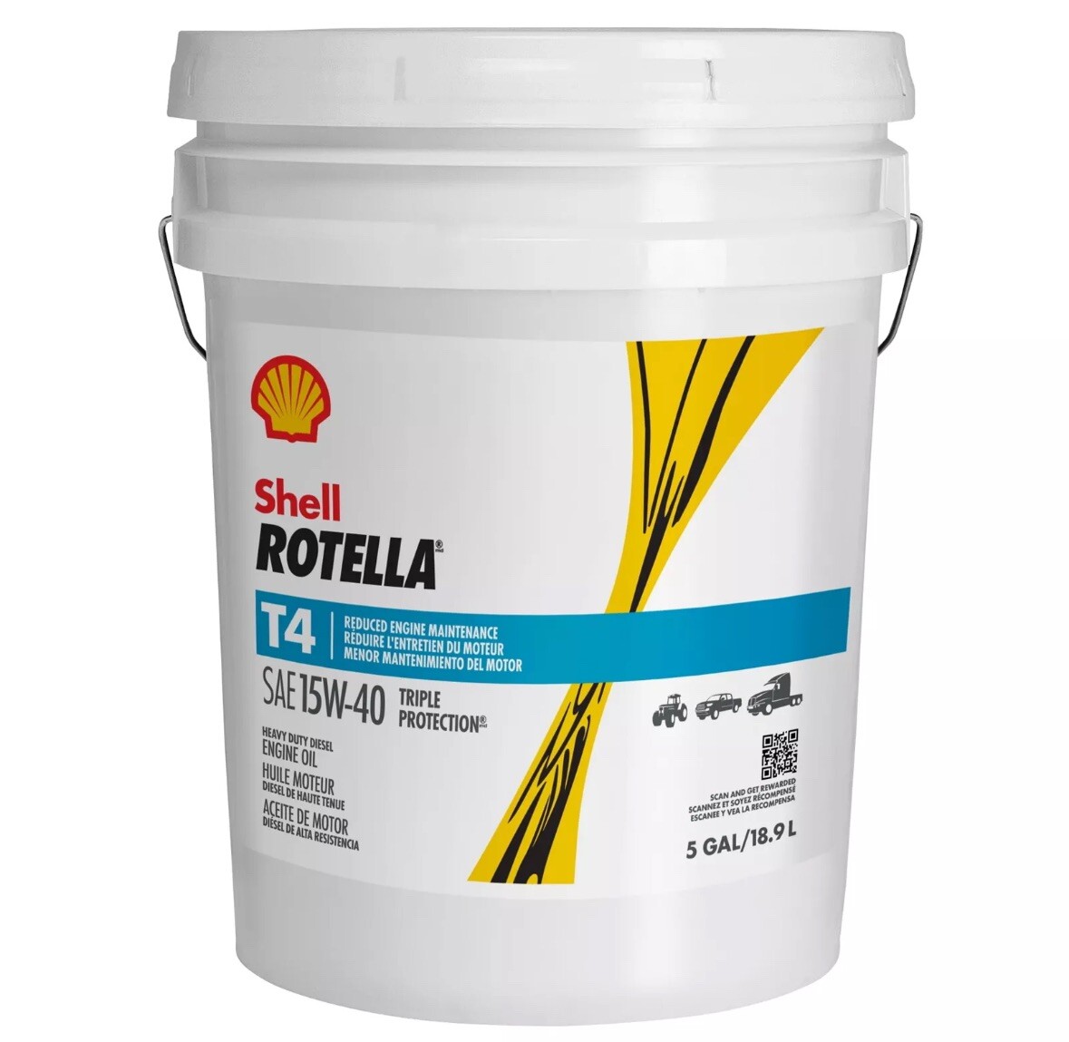 Shell Rotella T4 Triple Protection 15W-40 Diesel Motor Oil 5Gallon Pail MotorOil