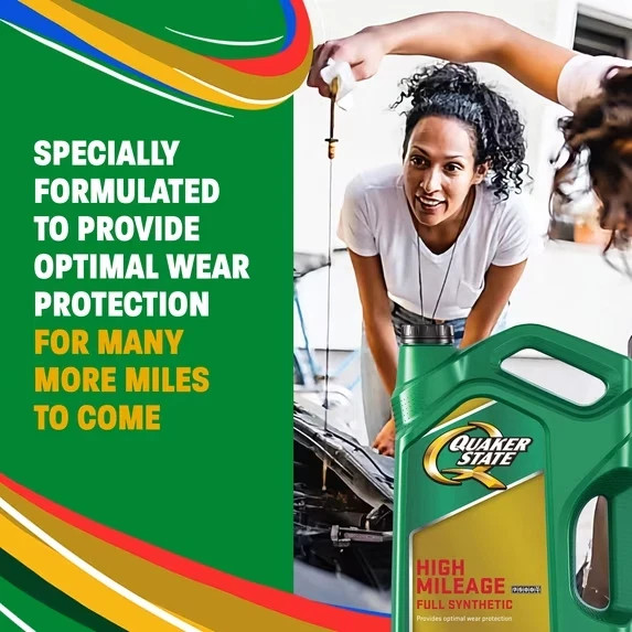 Quaker State High Mileage Full Synthetic 5W-20 Motor Oil, 5Quart 5W-20 Motor Oil