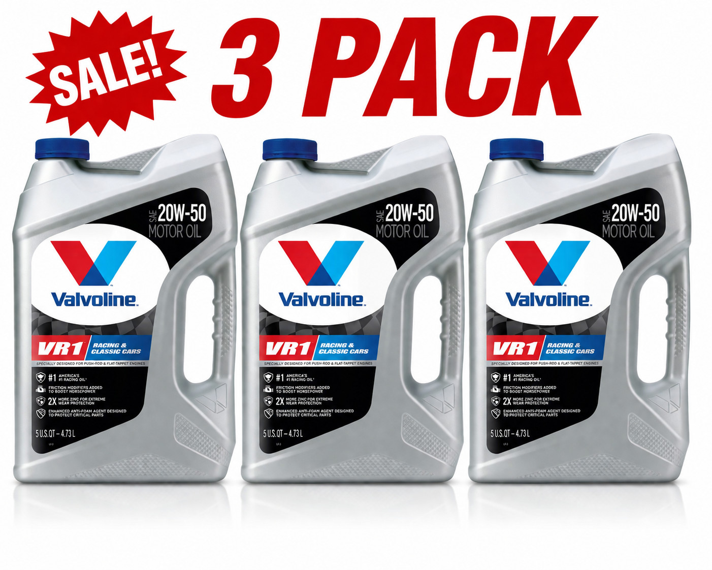3 PACK-VALVOLINE 881172 VR1™ Racing SAE 20W-50 Motor Oil – 5 Qt Easy Pour-SALE