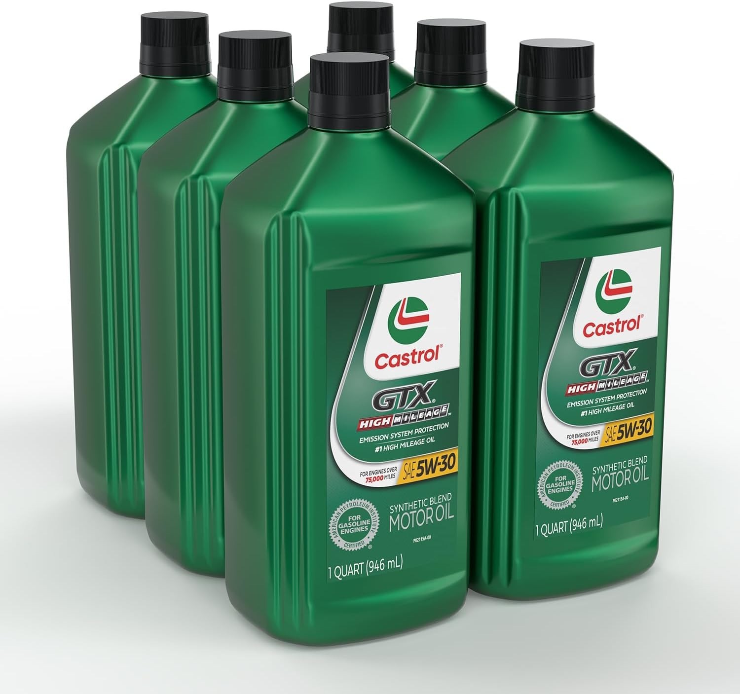 Castrol GTX High Mileage 5W-30 Synthetic Blend Motor Oil, Case of 6-1 Qt Bottles
