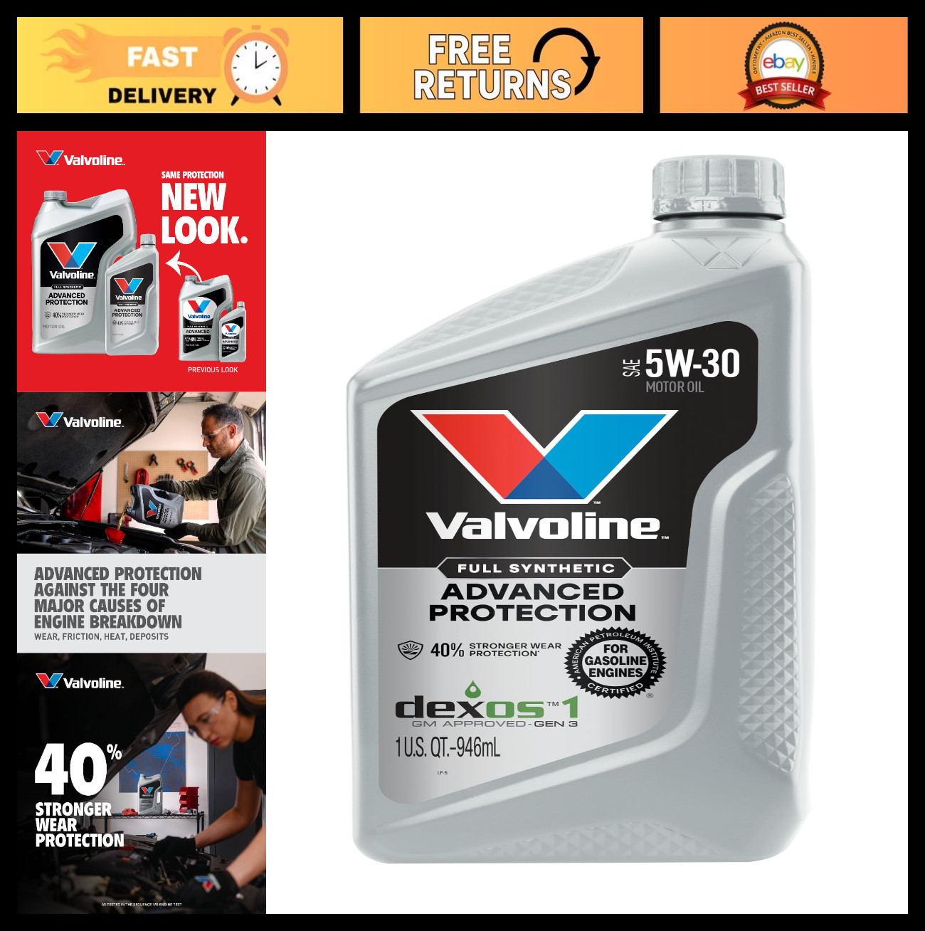 Full Synthetic 5W-30 Motor Oil – Advanced Engine Protection, 1 Quart