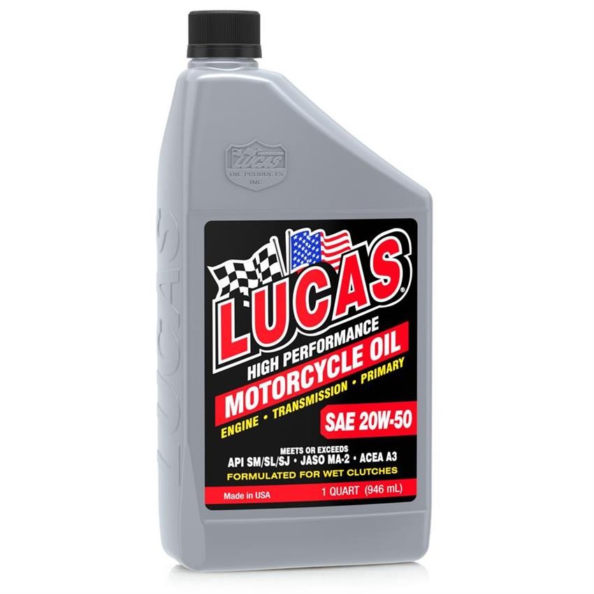 Lucas Oil 10700 20W50 Conventional Motorcycle Oil, Quart, Case/6