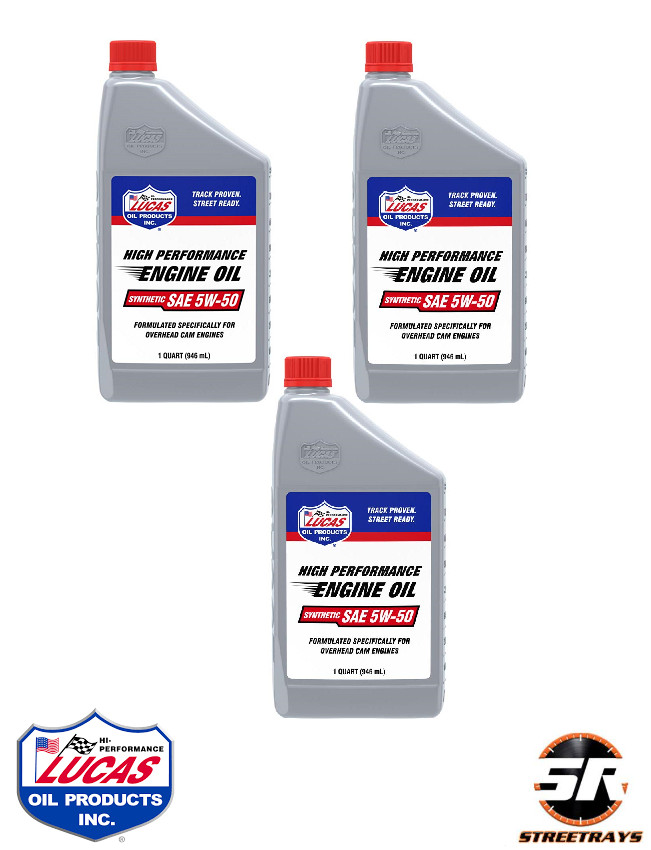 Lucas Oil Synthetic SAE 5W-50 High Performance Motor Oil 10101 – 3 Qt Bottles