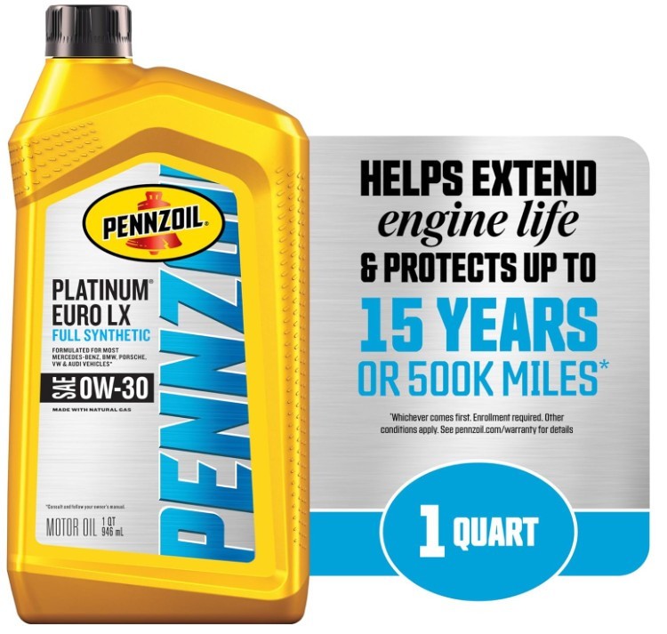 Pennzoil Platinum Euro LX Full Synthetic 0W-30 Motor Oil, 1 Quart (6 Pack)